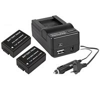 Juego 3 en 1 para Panasonic Lumix DC FZ82 con 2 baterías para Panasonic DMW-BMB9 y BMB9e + cargador 4 en 1 (para USB, microUSB, 220 V y coche), incluye almohadilla de pantalla PATONA