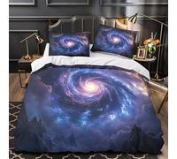 Juego 3 Piezas Microfibra Cosmic Vortex Funda Edredon Impresión 3D Cremallera Fundas Almohada Lavables Fantasy Space Juego Fundas Edredón for niños y niñas Double（200x200cm）