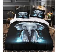 Juego 3 Piezas Microfibra Cute Baby Elephant Funda de Edredón Impresión 3D Cremallera Oculta Fundas Almohada Antibacteriana Coon Fantasy Funda Edredon for niña Super King（260x220cm）