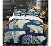 Juego 3 Piezas Microfibra de poliéster Polar Bears Funda Edredon Impresión 3D Cremallera Oculta Fundas Almohada Antialérgica Scandinavian Funda de Edredón for niños y niñas Super king（260x220cm）