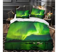 Juego 3 Piezas Microfibra Impresión 3D Northern Lights Juego Fundas Estampado 3D Cremallera Oculta Fundas Almohada Antialérgica Natural Phenomenon Funda Edredon para Adolescentes King(220x240)