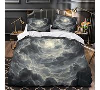 Juego 3 Piezas Microfibra Storm Vortex Funda de Edredón Impresión 3D Funda Almohada Antibacteriana Dark Fantasy Funda Edredon Cremallera Oculta for jóvenes Single（140x200cm）