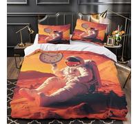 Juego 3 Piezas Microfibra Suave Astronaut Holding Clock Juego Fundas Edredón Estampado 3D Fundas Almohada Antibacteriana Scifi Space Adventure Funda Edredon for niños y niñas Super king（260x220cm）