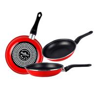 Magefesa Praga Juego de 3 sartenes (18/20/24)cm de acero vitrificado exterior color rojo. Antiadherente bicapa reforzado, aptas para cocinas, especial inducción. 50% de ahorro energético.