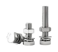 Juego 4 en 1 de rosca completa de acero inoxidable 304, tornillo hexagonal externo, tuerca, arandela plana, arandela elástica, junta, perno combinado(8mm,M4 (30Set))