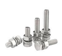 Juego 4 en 1 de rosca completa de acero inoxidable 304, tornillo hexagonal externo, tuerca, arandela plana, arandela elástica, junta, perno combinado