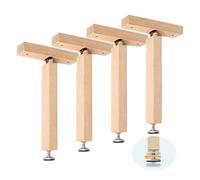 Juego 4 Patas Somier Regulables Madera Maciza, Forma de T Accesorios de Armazón de Cama, Patas de Repuesto Centrales, para Gabinete Marcos de Cama(Color:Beech,Size:23cm)