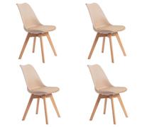 Juego 4 Sillas Comedor Bistro, Sillas Cocina Nórdicas, Beige y Madera