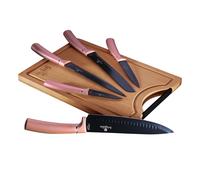 Juego 5 Cuchillos Cocina Profesional, Hoja Acero Inoxidable, Cocinero Tabla