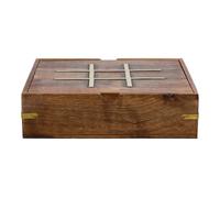 Juego 5 en 1 en caja de madera marrón 23x23