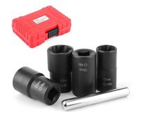 Juego 5 Piezas Removedor Tuercas Dañadas Extractor Tuercas Oxidadas Casquillos Giratorios Barra Recta Cuadrado 1/2 Acero Carbono