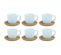 JUEGO 6 TAZAS CAFÉ CON PLATO BAMBÚ ROSA/AZUL/BLANCO 100ML NATURA