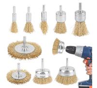 Juego 9 Cepillos de Alambre para Taladro - Cepillos Metálicos Laton en Acero para Madera y Metal Ruedas de Alambre de Acero, Juego de Cepillos de Latón, para Moler, Eliminar óxido, Limpieza
