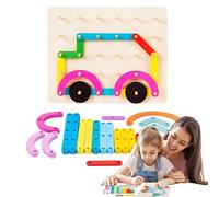 Juego a juego de colores, en forma de paneles perforados de madera | Apilamiento de bloques Set Toy | Actividad de clasificación de color de juego de columna editable Set para todo pe