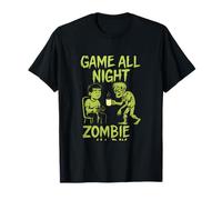 Juego All Night Zombie All Day Scratchy Horror Print Camiseta