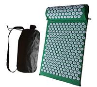 Juego Almohadas y Tapetes Acupresión, Colchoneta Presión con Pinchos para Yoga para Dolor Espalda y la Ciática Masaje Espalda Relajación Muscular Recuperación Post Deportiva (Green)