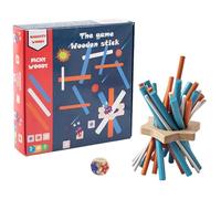 Juego Apilable De Madera - Con Palitos Retro De 20 Cm, Educativo Colorido, Para En Familia | Divertida Actividad De Desarrollo De Habilidades Para Niños, Adultos, Viajes