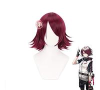 Juego Arknights Exusiai Cosplay Pelucas Vino Rojo Espalda Urdimbre Pelo corto Fiesta navideña Juego de roles sintético Peluca