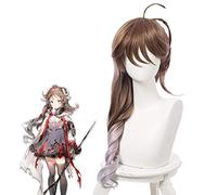 Juego Arknights Eyjafjalla Cosplay Peluca 80cm Largo Rizado Marrón mixto Resistente al calor Peluca de pelo sintético Mujer Pelucas + Hair Net