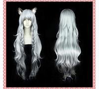 Juego Arknights Snow Leopard Family Cosplay Pramanix peluca larga gris plateado degradado con doble cola de caballo Cosplay pelucas 110cm