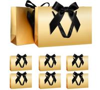 Juego Bolsas Regalo, Bolsa Regalo Oro con Cinta Bolsa Regalo con Asas 8 Piezas 30x20x10cm Bolsas Regalo para Navidad Cumpleaños Boda Aniversario
