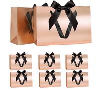 Juego Bolsas Regalo, Bolsa Regalo Oro Rosa con Cinta Bolsa Regalo con Asas 8 Piezas 30x20x10cm Bolsas Regalo para Navidad Cumpleaños Boda Aniversario