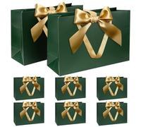 Juego Bolsas Regalo, Bolsa Regalo Verde con Cinta Bolsa Regalo con Asas 8 Piezas 30x20x10cm Bolsas Regalo para Navidad Cumpleaños Boda Aniversario