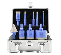 Juego Brocas de Diamante 9 piezas - 6/6/8/20/25/35/50mm Brocas, 6mm Broca de Carburo, 35mm Broca Biselada para Perforación en Seco Porcelana Cerámica Baldosas Azulejo Granito Mármol