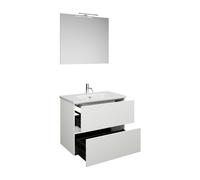 Juego burgbad Rocio compuesto por espejo con luz LED, lavabo y mueble bajo lavabo, anchura 800mm, SGYP080F6223C0001, Color: Blanco mate