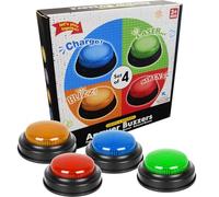 Juego Buzzer Alarm 9 x 9 x 3,5 cm - 4 piezas Quick Answer Game Show Prop, Family Night Buzzer Set For Guessing, Voting, Classroom Activities, Trivia Games, Kids And Adults