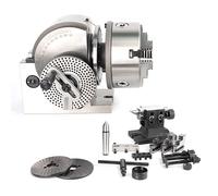 Juego Cabezal Divisorio Portabrocas 3 Mordazas Precisión 4/5/6/8 Pulgadas For Fresadora Fresado Contrapunto Mesa Giratoria 0-90 °, Relación Reducción 1:90(6in/160mm)