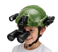Juego Casco táctico Infantil con Soporte de riel, Linterna y telescopio, Casco Disfraz Ajustable, Juguetes Militares(Green+Strobe)