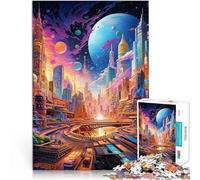 Juego Ciudad psicodélica - Paisaje Urbano onírico Rompecabezas para Adultos 1000 Piezas 50x75cm Interacción Entre Padres e Hijos para Mayores de 14 años