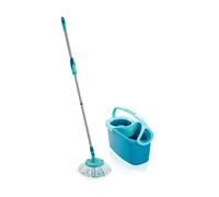 Leifheit Set de fregona rotatoria Clean Twist Disc Mop Ergo 2.0, fregona giratoria con cabezal Micro Duo, set de limpieza en húmedo