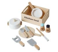 Juego Cocina Niños - Set De Cocina De Madera 10 Piezas | Juguete Realista, Cocinar, Aprendizaje Creativo, Niños, Niñas, Regalo Cumpleaños, Navidad, Pascua, Año Nuevo, Interior