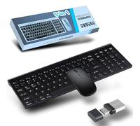 Juego combinado avanzado de teclado y mouse inalámbricos, tres Bluetooth, 2.4 GHz y tipo C, delgado, recargable, portátil, compacto, silencioso, 1600 DPI para computadora, Mac, Microsoft, PC, portátil