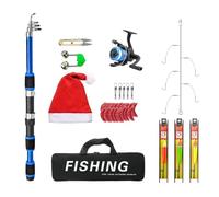 Juego combinado de caña de pescar, kit de caña de pescar telescópica,Paquete inicial completo de barras de Navidad | Kit de cañas plegables ligeras de Navidad con bolsa de transporte Starter completo