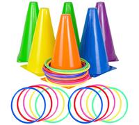 Juego Combinado De Lanzamiento De Anillos De Conos De Plástico De 26 Piezas Juegos Al Aire De Carnaval Anillos De Lanzamiento De Conos De Plástico para Fiestas De Cumpleaños