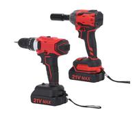 Juego Combinado de Llave de Impacto de Taladro Recargable de 21 V, Kit Completo de Accesorios, para Pernos Automotrices, Reparaciones del Hogar, par y Velocidad Ajustables (Enchufe de la UE)