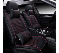 Juego Completo Cuero Pu Funda Asiento Coche 5 Asientos Para Ford Para Focus Mk2 Para Edge Para Explorer Para Ecosport Para Escape Para Excursión Para Everest Protectoras Asiento(Black red have pillow)