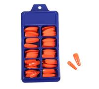 Juego completo de 100 uñas postizas con forma de ataúd bailarina de cobertura completa, para bricolaje, acrílico, 10 tamaños, color rosa