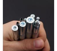 Juego completo de 11 perforadores para manualidades de cuero, cuenta con perforadores huecos y base de troquel para instalación de sujetadores