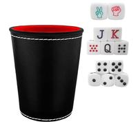 Juego Completo de 12 Dados con Cubilete - 5 Dados de Póker, 5 Dados Numéricos y 2 Dados Piedra, Papel o Tijeras - Incluye QR con Instrucciones para Diversión Instantánea