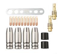 Juego completo de 19 sopletes de soldadura para soplete MIG con boquillas M6 de 1 0 mm, boquillas de gas, soportes de boquillas, aisladores y llave para dispositivos MIG MAG