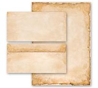 Juego completo de 20 componentes Antiguo & Historia, VINTAGE 10 hojas estampadas + 10 sobres estampados DL, sin ventanas | Paper-Media