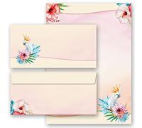 Juego completo de 20 componentes CACATÚA 10 hojas estampadas + 10 sobres estampados DIN LONG, sin ventanas