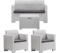 Juego Completo De 3 Sillas De Jardín De Plástico Con Mesa Y Contenedor