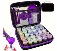 Juego completo de 30 botellas de pintura de diamantes 5D con base de espuma, embudo plegable, bolígrafo de diamante 3 en 1 y bolsa de almacenamiento para pintura de diamantes (30 bolsas + herramientas