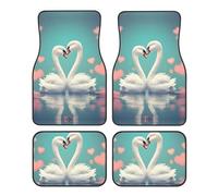 Juego completo de 4 tapetes para piso de automóvil The Swan in Love, universal, protección para todo tipo de clima, apto para SUV, furgoneta, sedán, camión, juego de 4
