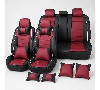 Juego completo de 5 fundas para asientos de 5 plazas, fundas de asiento de coche en y , juego duradero de protectores de cuero PU con para trasero